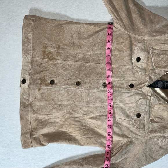 For Joseph 100% Suede Button Down Western Jacket in Beige, Size Large - Picture 6 of 8